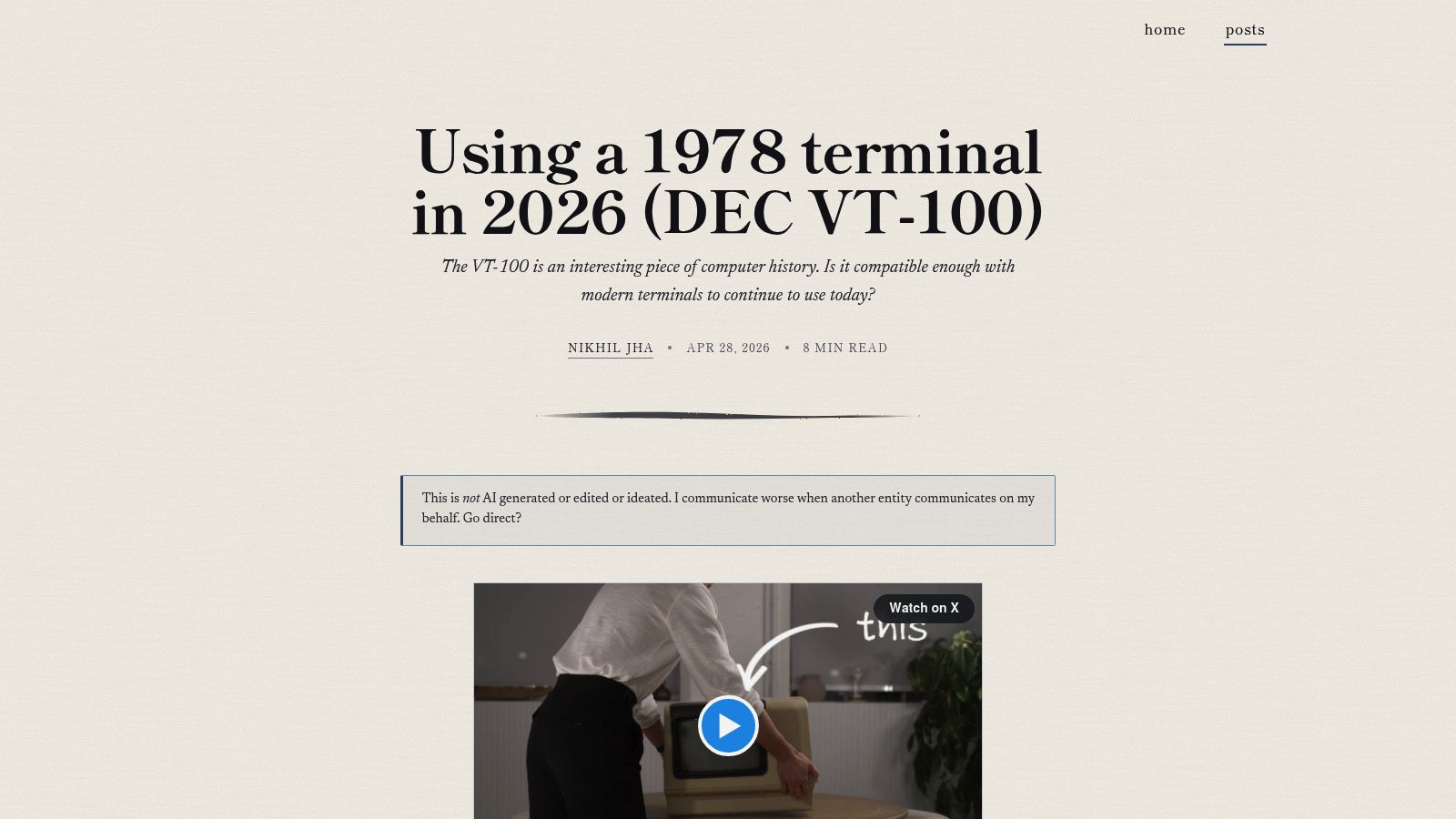 Using a 1978 Terminal in 2026 (DEC VT-100) – Old School Computer